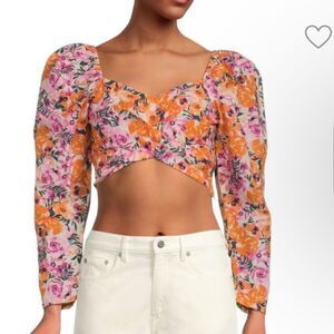 Something navy
Orange combo
Floral puff shoulder top